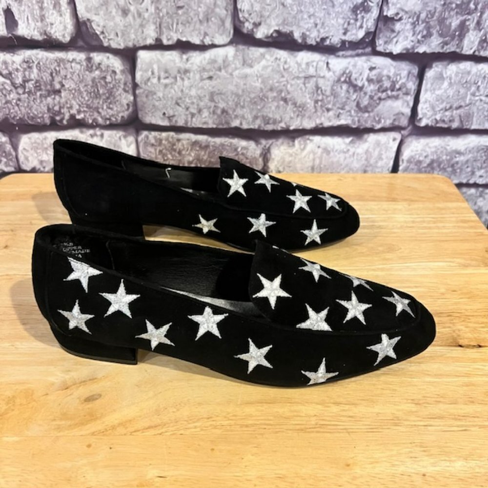 The Quacker Factory NWB Black Suede Slip Shoes W/ Metallic Stars Size 7.5 - Picture 3 of 8